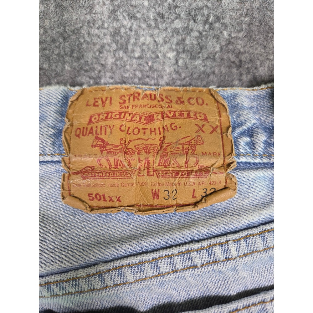 Levi's 501xx Jeans Mens 32x32 Light Wash Distressed Vintage 90s Made in USA - Picture 3 of 14